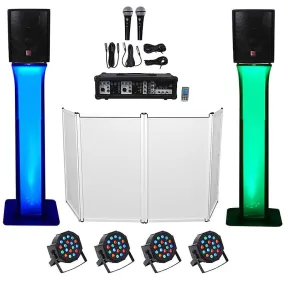 DJ Pack 10" Speakers   Bluetooth Mixer   Microphones   Tripod   Totem Stands   Facade   Lighting Rockville RPG2X10 (2) RTP32W RFAAW PACK