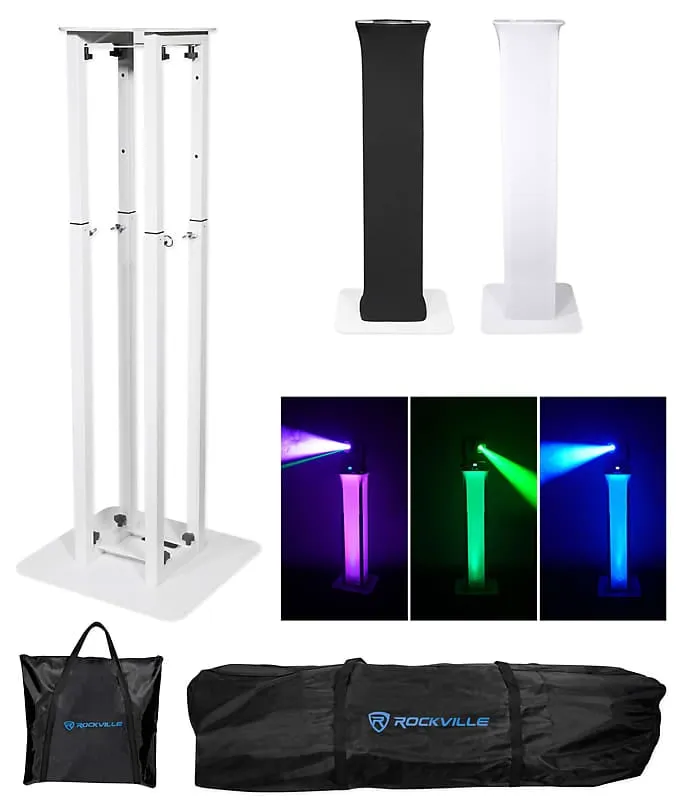 DJ package with 10" speakers   Bluetooth mixer   microphones   tripod   totem stands   façade   lighting Rockville RPG2X10 (2) RTP32W RFAAW PACK 2