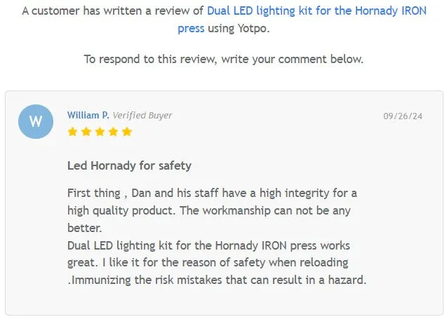 Dual LED lighting kit for the Hornady IRON press