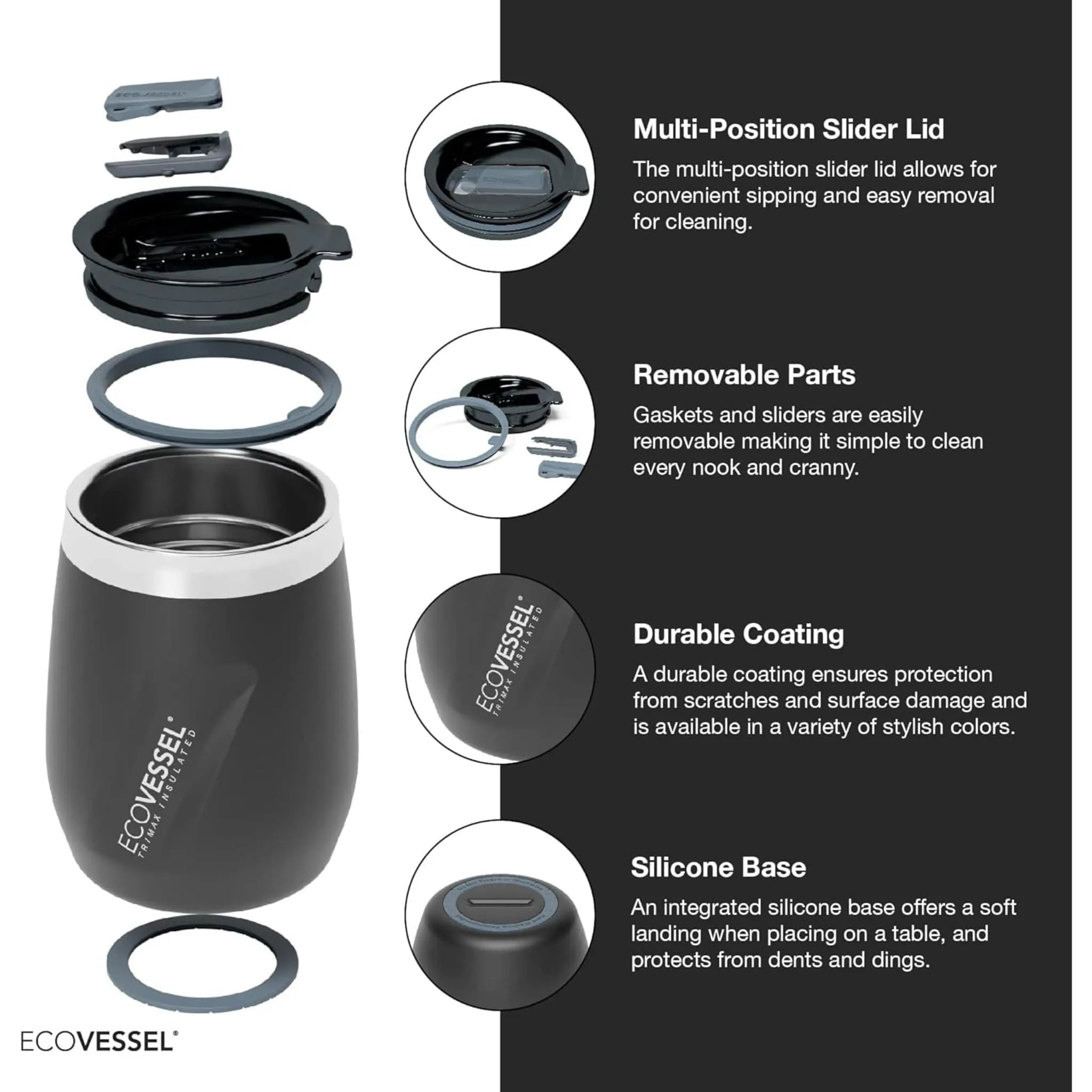 EcoVessel PORT Tumbler, For Coffee  and Drinks On The Go, 295ml