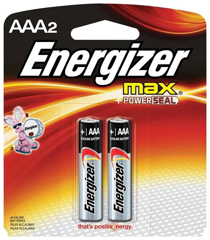 Energizer E92BP-2 Battery, 1.5 V Battery, 1250 mAh, AAA Battery, Alkaline, Manganese Dioxide, Zinc :EA: QUANTITY: 1