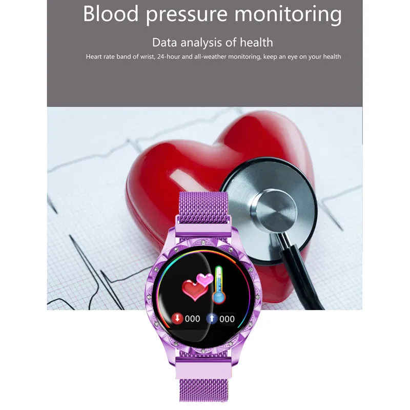 Fashion Luxury Lady Women Smart Watch Android Bluetooth Fitness Tracker Heart Rate Blood Pressure For Sport Smartwatch