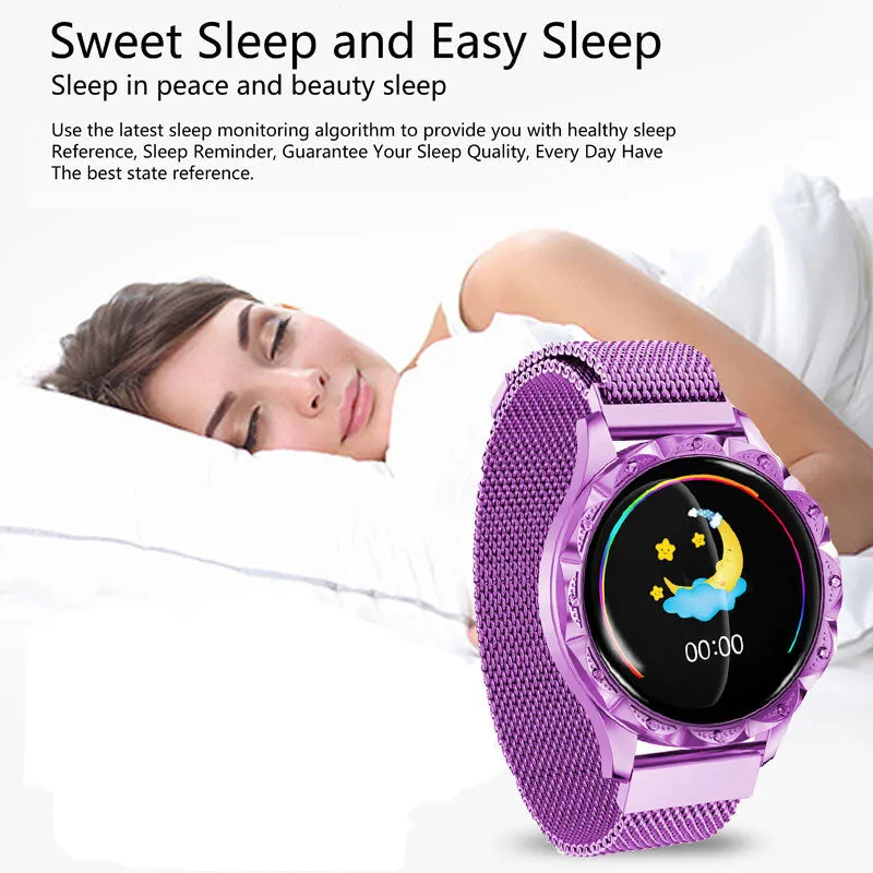 Fashion Luxury Lady Women Smart Watch Android Bluetooth Fitness Tracker Heart Rate Blood Pressure For Sport Smartwatch