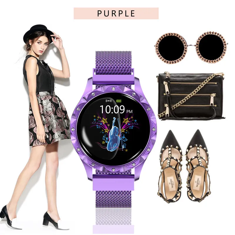 Fashion Luxury Lady Women Smart Watch Android Bluetooth Fitness Tracker Heart Rate Blood Pressure For Sport Smartwatch