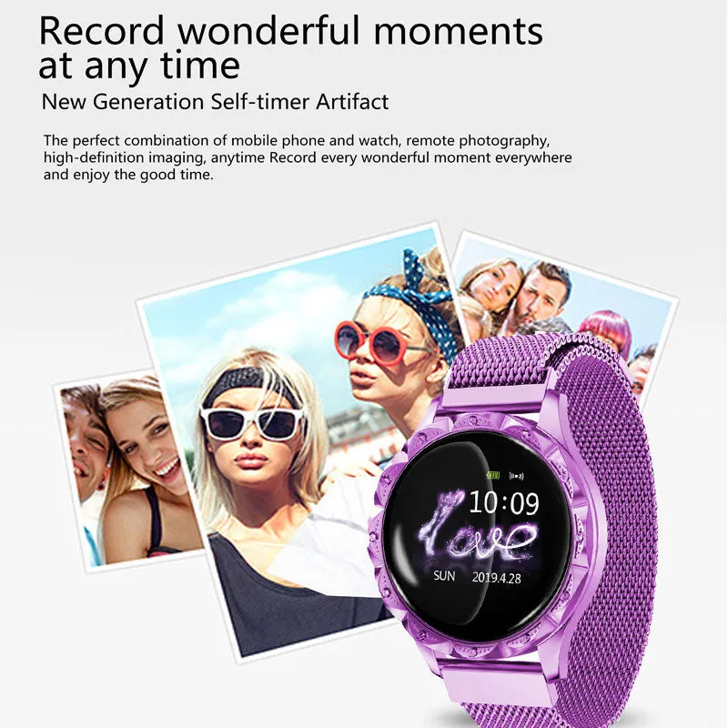 Fashion Luxury Lady Women Smart Watch Android Bluetooth Fitness Tracker Heart Rate Blood Pressure For Sport Smartwatch