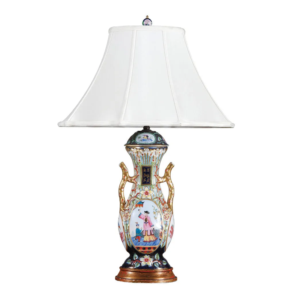 French Handled Vase with Oriental Figure