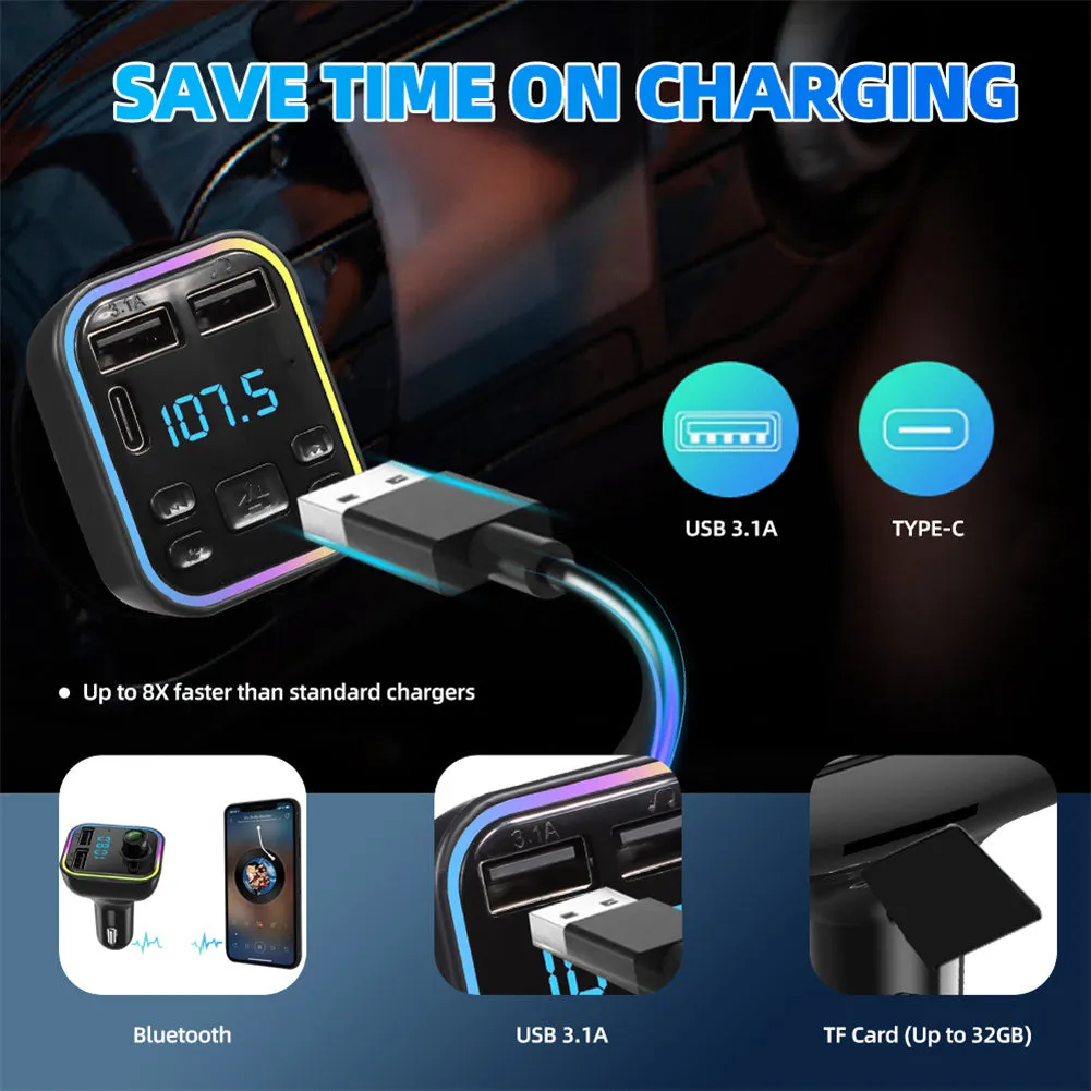 G38 Car Wireless Audio Transmitter LED Backlit Dual USB Port