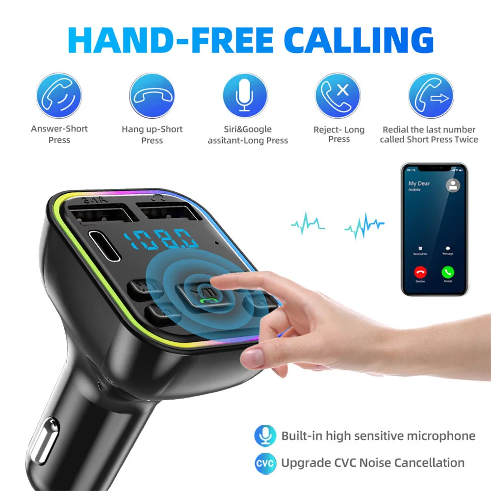 G38 Car Wireless Audio Transmitter LED Backlit Dual USB Port