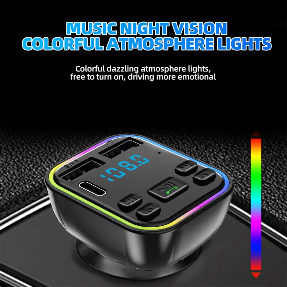 G38 Car Wireless Audio Transmitter LED Backlit Dual USB Port
