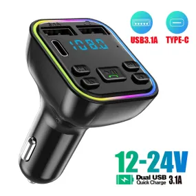 G38 Car Wireless Audio Transmitter LED Backlit Dual USB Port