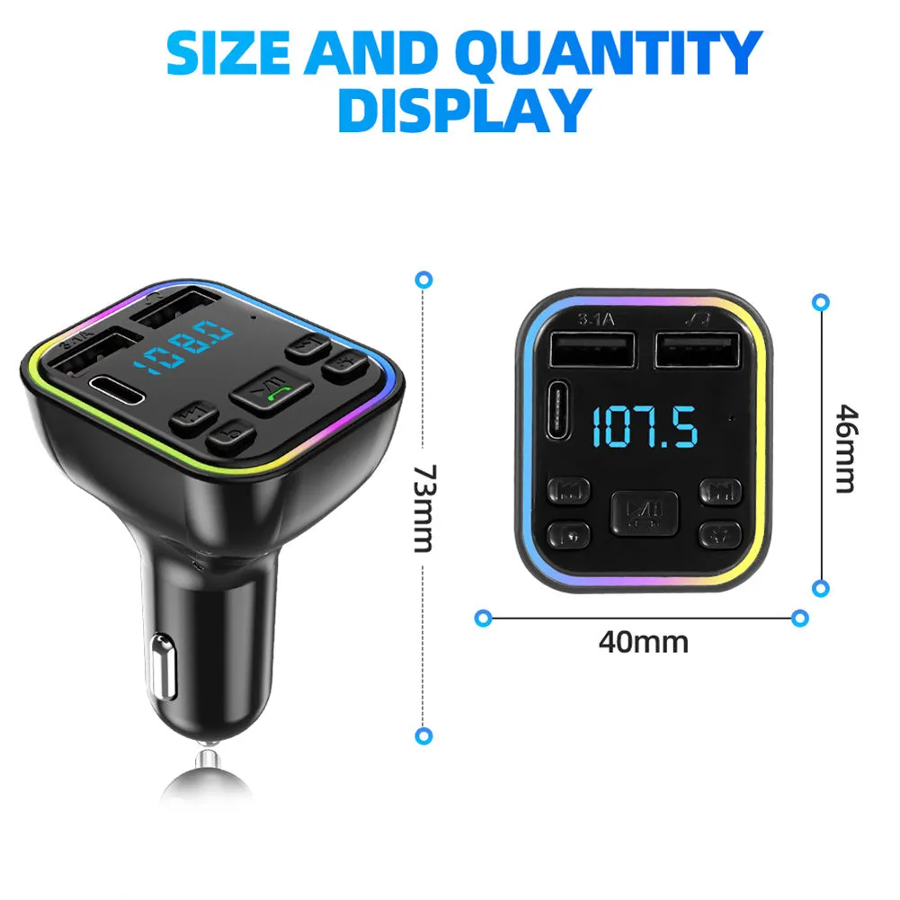 G38 Car Wireless Audio Transmitter LED Backlit Dual USB Port
