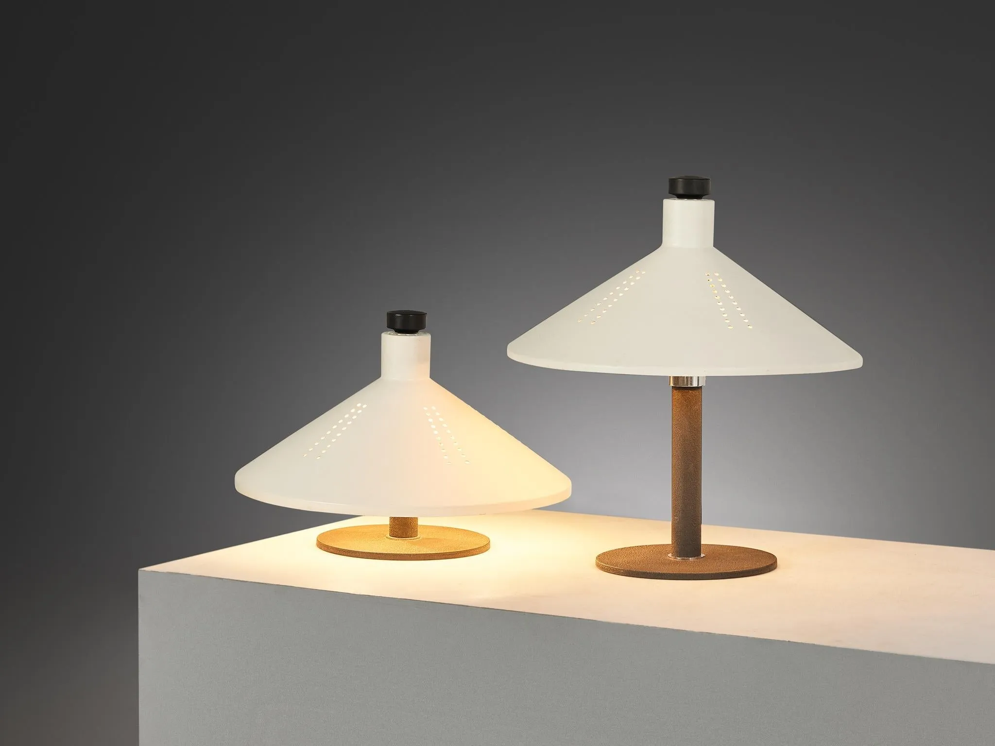 Gino Sarfatti for Arteluce '609' Table Lamps in Aluminum and Cast Iron