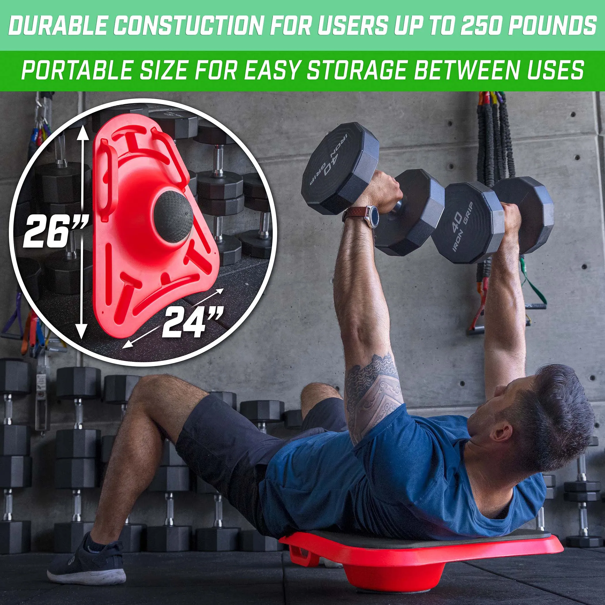 GoSports Core Hub Fitness Plank Board - Red