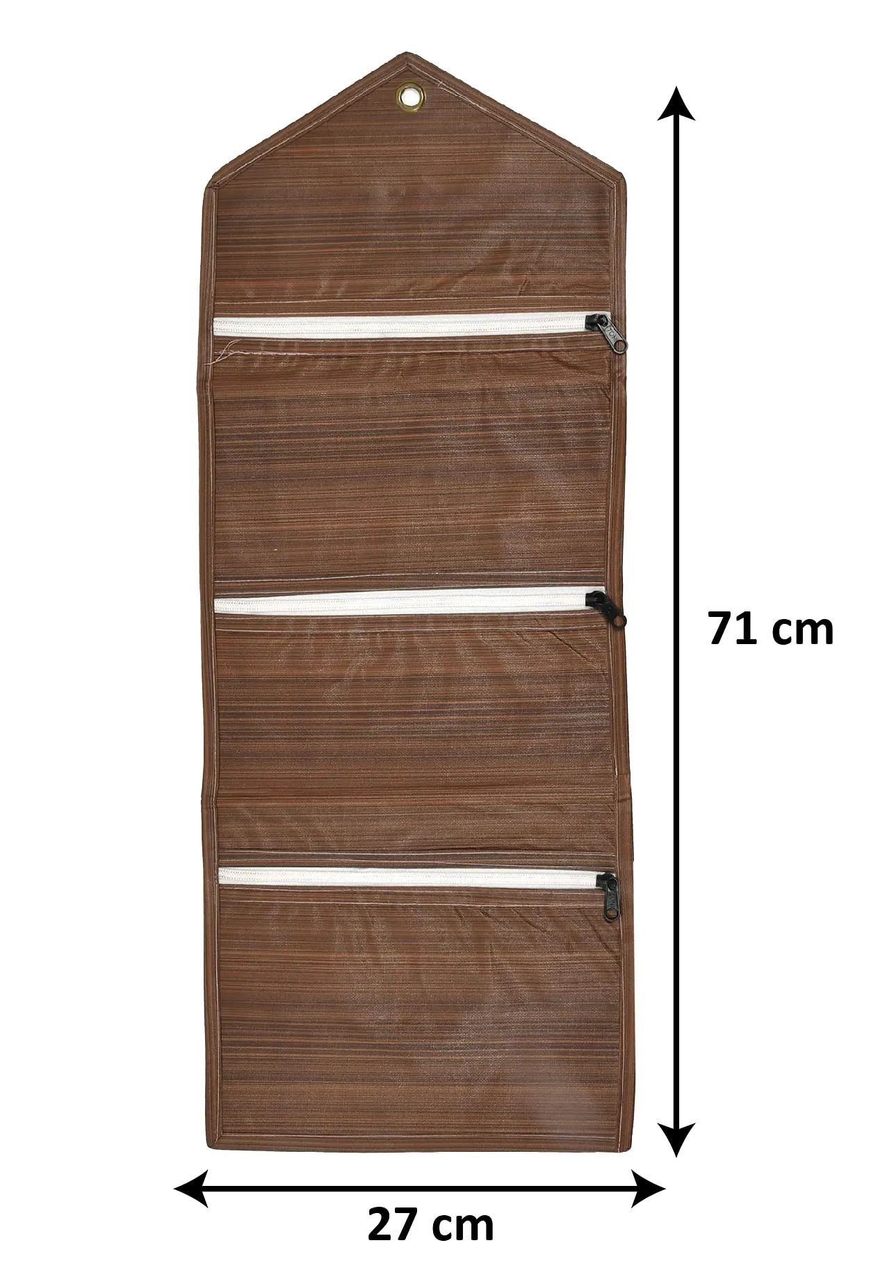 Heart Home Wooden Design Wall Hanging Magazine Letter Holder/Organizer With 3 Zipper Pockets- Pack of 2 (Brown)-HS43HEARTH25737