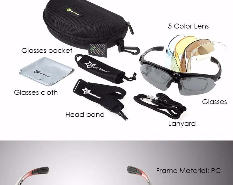 HOT PRODUCT!  Cool & Practical! Polarized Cycling Sun Glasses with 5 Lens Outdoor Sports Bicycle Glasses Great for travel, Men Women Bike Sunglasses 29g Goggles Eyewear 5 Lens