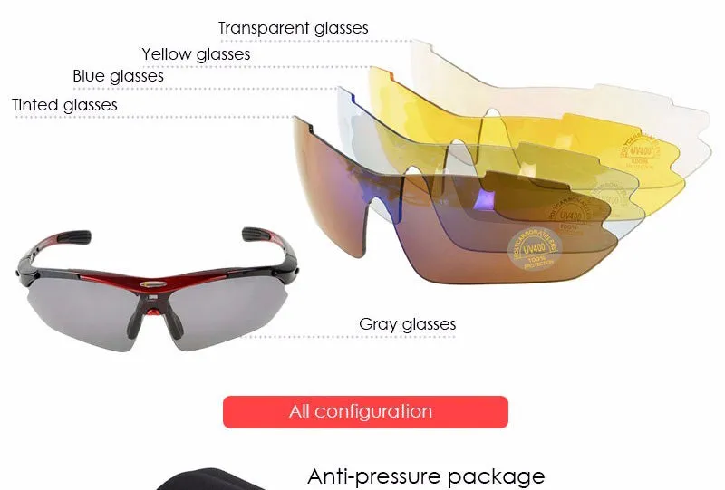 HOT PRODUCT!  Cool & Practical! Polarized Cycling Sun Glasses with 5 Lens Outdoor Sports Bicycle Glasses Great for travel, Men Women Bike Sunglasses 29g Goggles Eyewear 5 Lens
