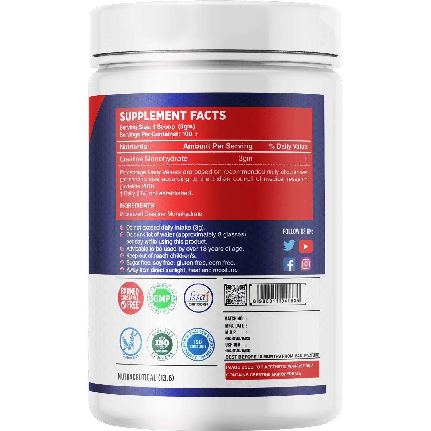 KING CREATINE MONOHYDRATE (UNFLAVOURED)