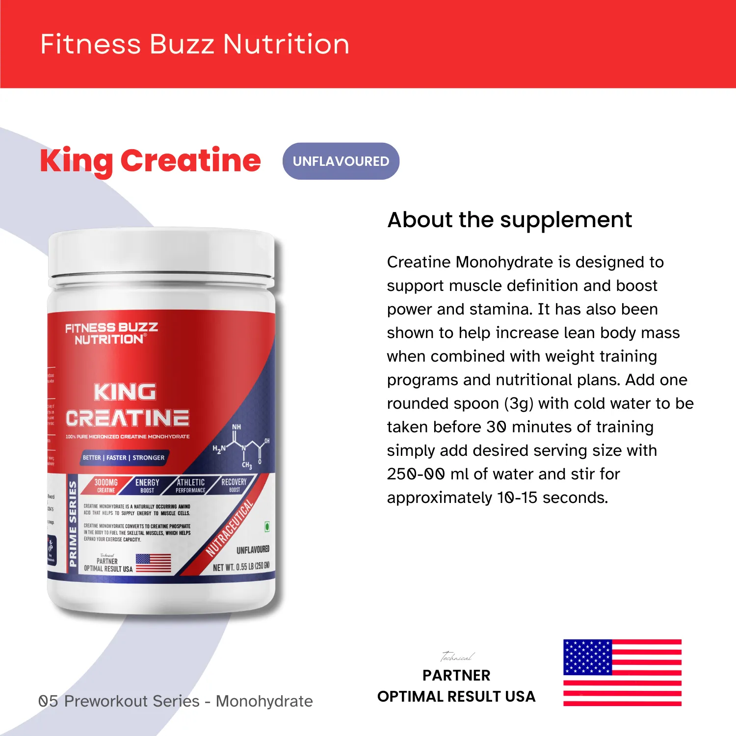 KING CREATINE MONOHYDRATE (UNFLAVOURED)