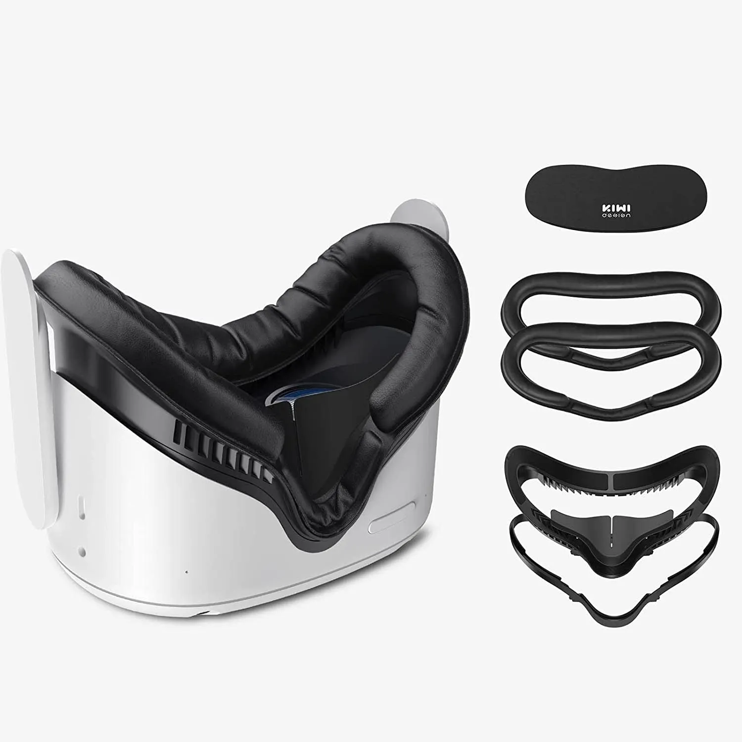 KIWI Design Fitness Facial Interface Compatible with Quest 2 Accessories (Upgraded Version), Face Cushion Foam Pad Replacement 2 Piece, with Customized Glasses Spacer and Lens Protector