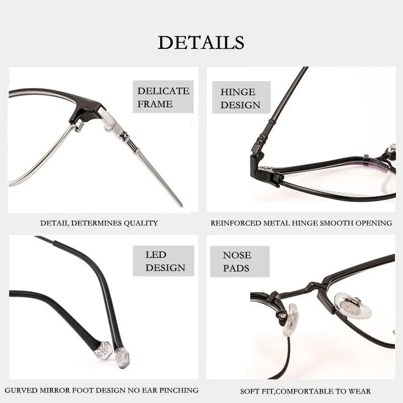 Kocolior Unisex Full Rim Square Titanium Alloy Hyperopic Reading Glasses 8628