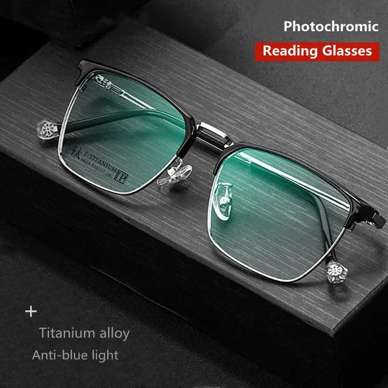 Kocolior Unisex Full Rim Square Titanium Alloy Hyperopic Reading Glasses 8628