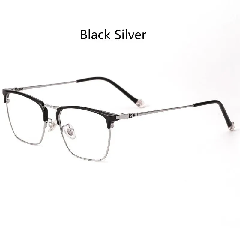 Kocolior Unisex Full Rim Square Titanium Alloy Hyperopic Reading Glasses 8628