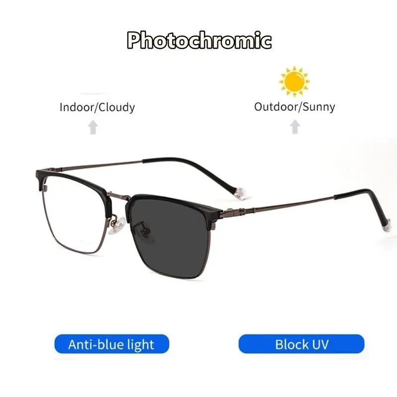 Kocolior Unisex Full Rim Square Titanium Alloy Hyperopic Reading Glasses 8628
