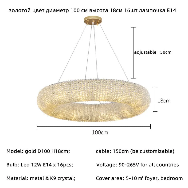 Luxury Loft LED E14 Pendant Lights for American Living Room - Crystal Accents