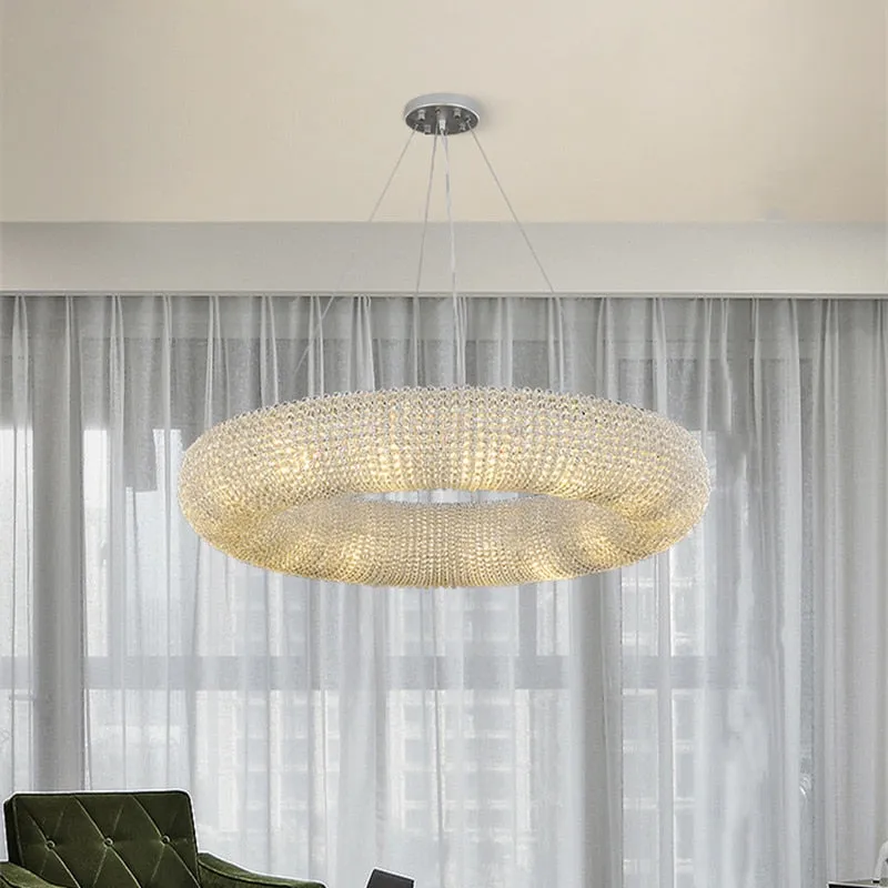 Luxury Loft LED E14 Pendant Lights for American Living Room - Crystal Accents