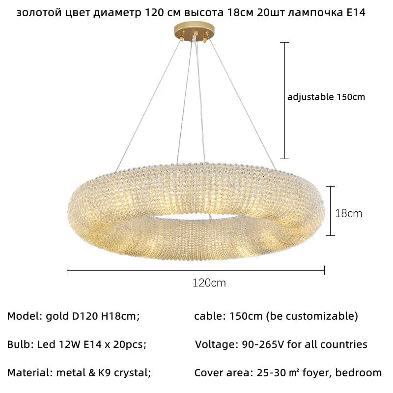 Luxury Loft LED E14 Pendant Lights for American Living Room - Crystal Accents