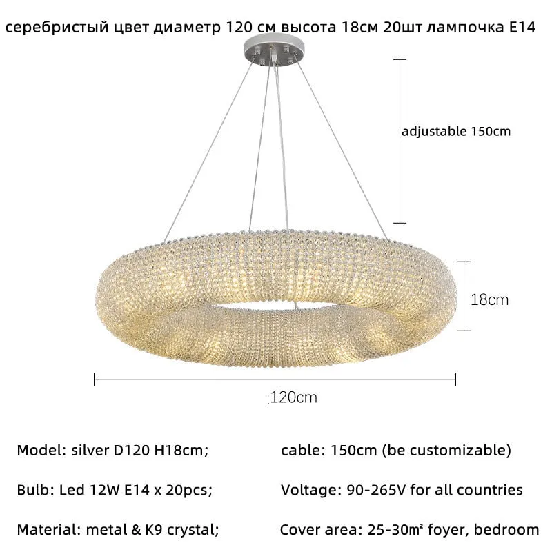 Luxury Loft LED E14 Pendant Lights for American Living Room - Crystal Accents