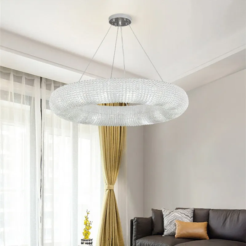 Luxury Loft LED E14 Pendant Lights for American Living Room - Crystal Accents
