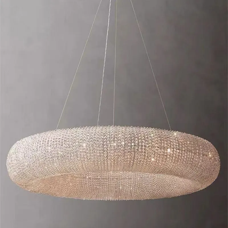 Luxury Loft LED E14 Pendant Lights for American Living Room - Crystal Accents