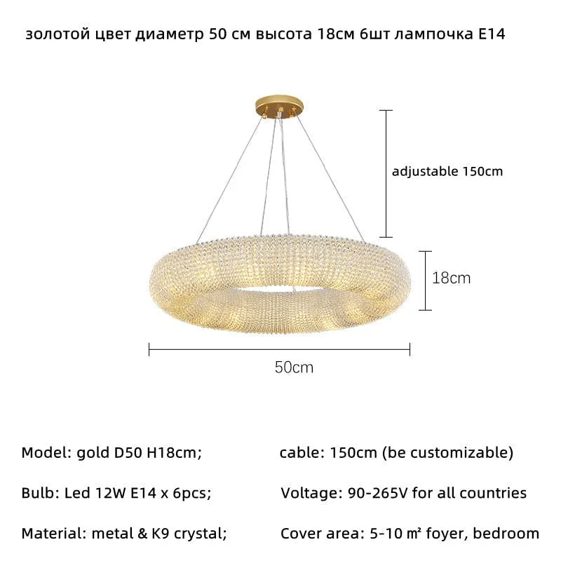 Luxury Loft LED E14 Pendant Lights for American Living Room - Crystal Accents