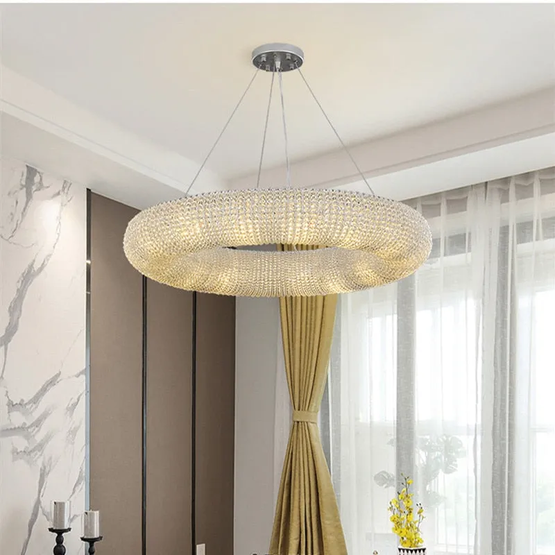 Luxury Loft LED E14 Pendant Lights for American Living Room - Crystal Accents