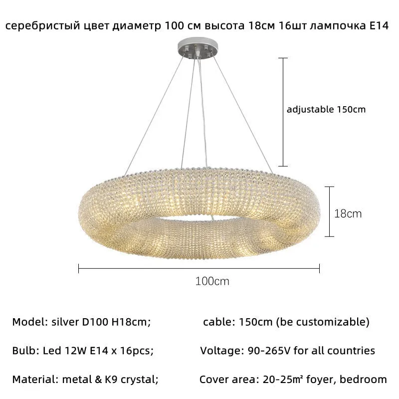 Luxury Loft LED E14 Pendant Lights for American Living Room - Crystal Accents