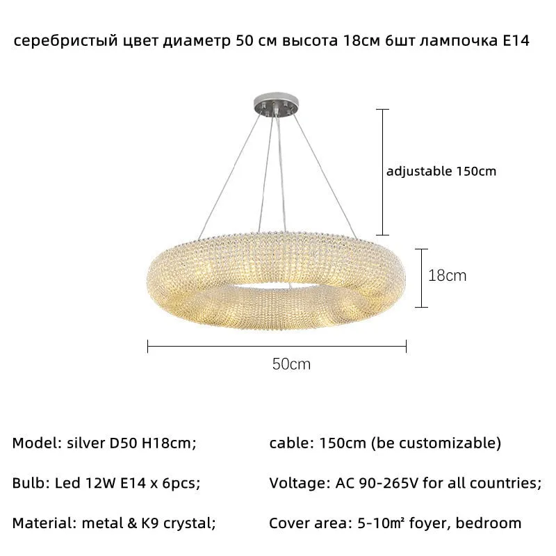 Luxury Loft LED E14 Pendant Lights for American Living Room - Crystal Accents