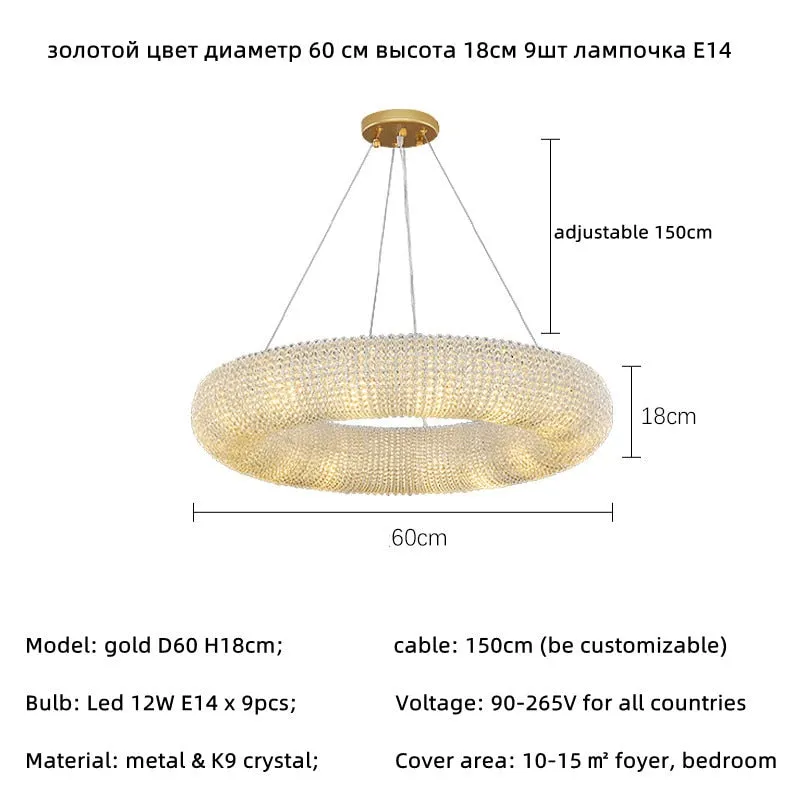 Luxury Loft LED E14 Pendant Lights for American Living Room - Crystal Accents
