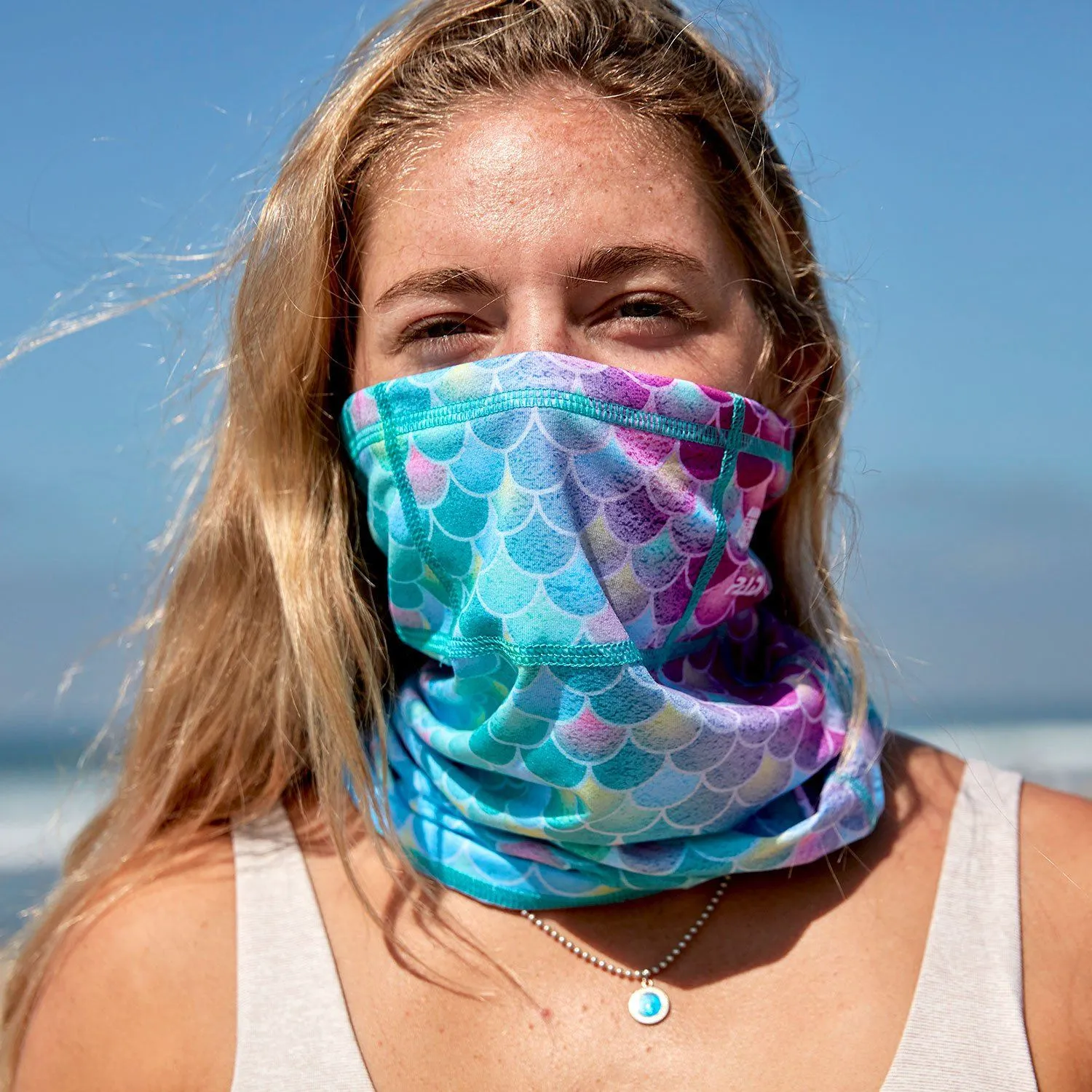 Mermaid Scales Recycled Plastic Face & Sun Mask   2 Filters