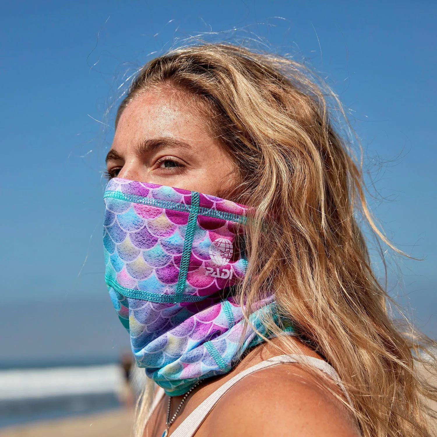 Mermaid Scales Recycled Plastic Face & Sun Mask   2 Filters