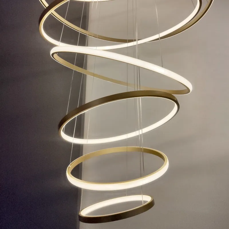 Modern LED Round Ring Chandelier DIY 3/4/5/6 Rings Suspend Light 40/60/80/100/120cm  Acrylic Circle Hang Light Chandelier Lamp