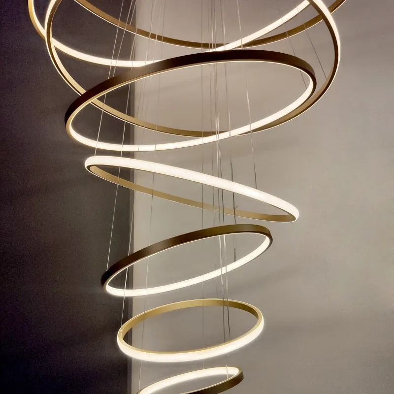 Modern LED Round Ring Chandelier DIY 3/4/5/6 Rings Suspend Light 40/60/80/100/120cm  Acrylic Circle Hang Light Chandelier Lamp