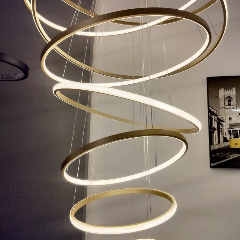 Modern LED Round Ring Chandelier DIY 3/4/5/6 Rings Suspend Light 40/60/80/100/120cm  Acrylic Circle Hang Light Chandelier Lamp
