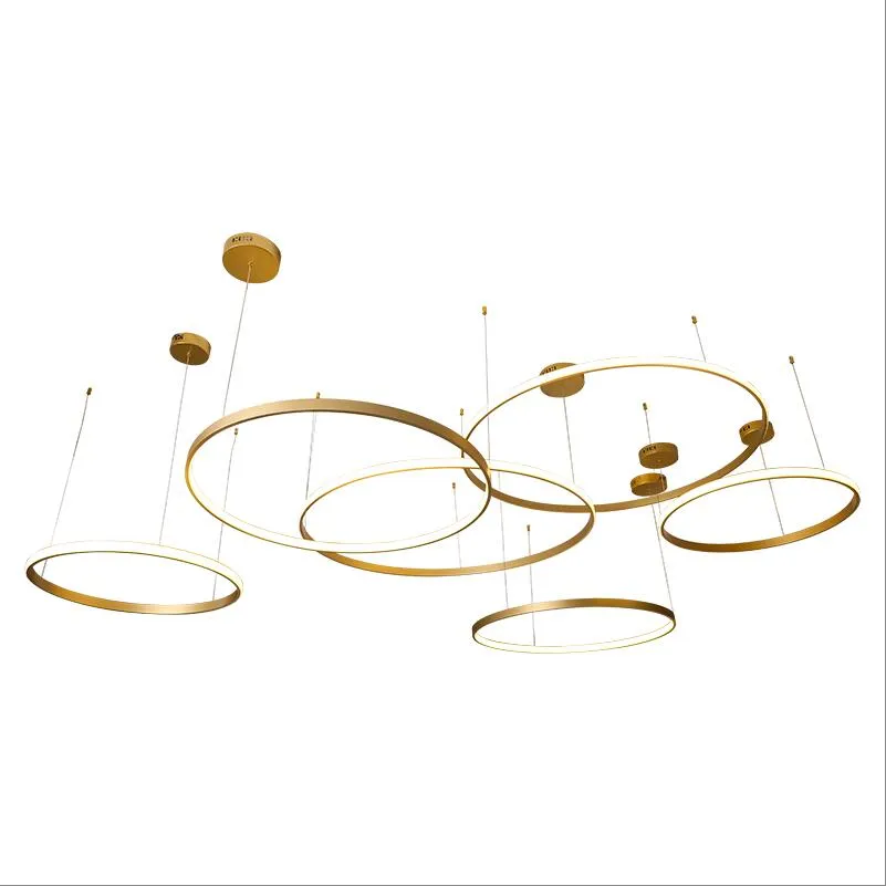 Modern LED Round Ring Chandelier DIY 3/4/5/6 Rings Suspend Light 40/60/80/100/120cm  Acrylic Circle Hang Light Chandelier Lamp