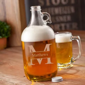 Monogrammed Glass Beer Growler