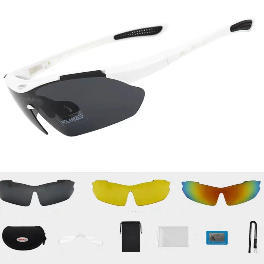Multiple Lens Sport UV Sunglasses with Prescription Inserts 3 Lens Hard Case and Accessories
