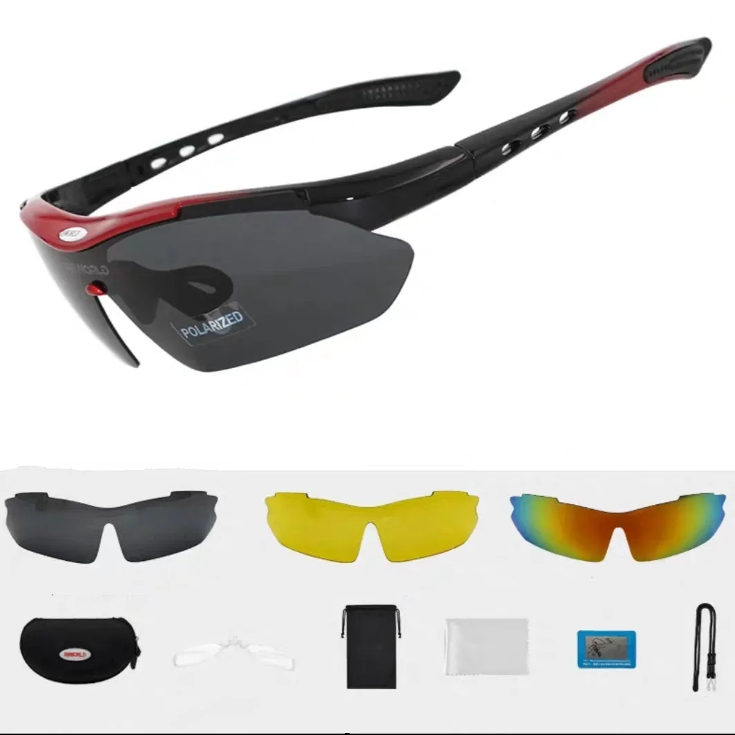 Multiple Lens Sport UV Sunglasses with Prescription Inserts 3 Lens Hard Case and Accessories
