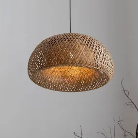 Natural Hand-Woven bamboo Lantern pendant lamp Rattan Wicker Retro Restaurant Hanging Light Handmade Lampshade E27 light fixture