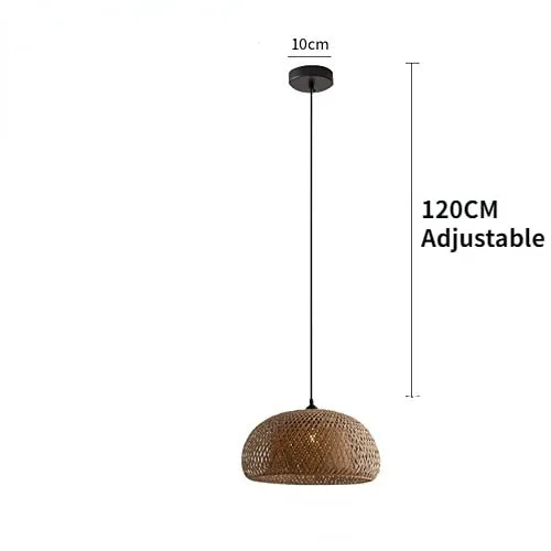 Natural Hand-Woven bamboo Lantern pendant lamp Rattan Wicker Retro Restaurant Hanging Light Handmade Lampshade E27 light fixture