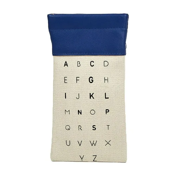 NEW DFC Alphabet Glasses Bag Spandex Canvas Patchwork Eyeglasses Storage Bag Presbyopia Portable Student Eyeglasses Bag Makeup Brush Storage Bag, Navy